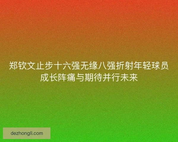 郑钦文止步十六强无缘八强折射年轻球员成长阵痛与期待并行未来