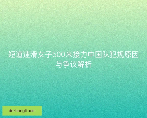 短道速滑女子500米接力中国队犯规原因与争议解析